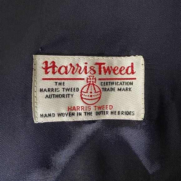 Walker Slater Harris Tweed Ramsey Waistcoat Size 44R Navy Blue Herringbone Vest - Picture 3 of 12